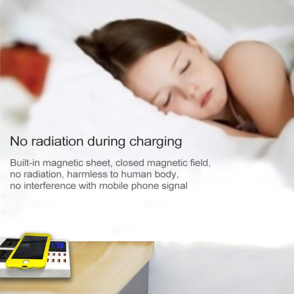 YC-CDA10W 10W Multi Port USB Intelligent Digital Display Fast Charging Wireless Charger, EU Plug