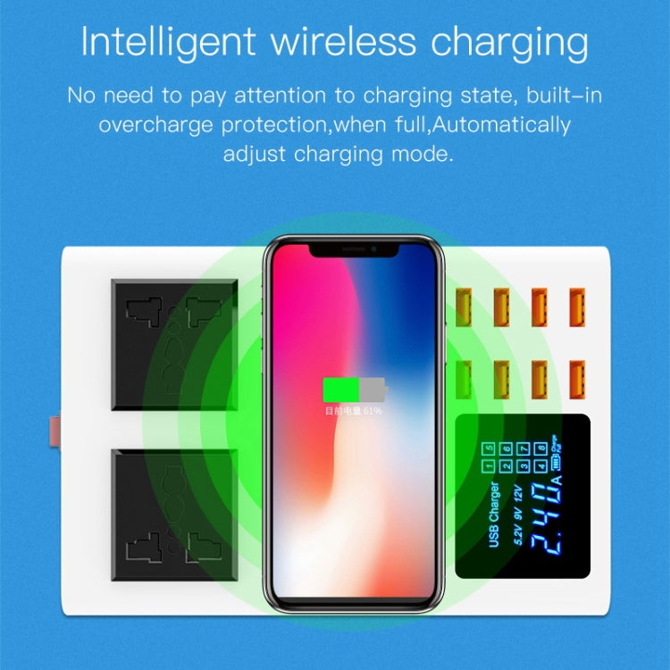 YC-CDA10W 10W Multi Port USB Intelligent Digital Display Fast Charging Wireless Charger, EU Plug