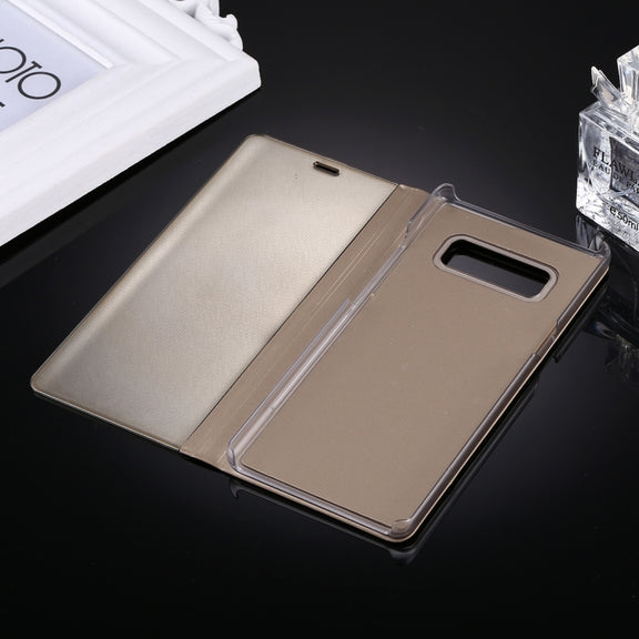 For Galaxy Note 8 Electroplating Mirror Horizontal Flip Leather Case with Sleep / Wake-up & Holder Function(Gold)