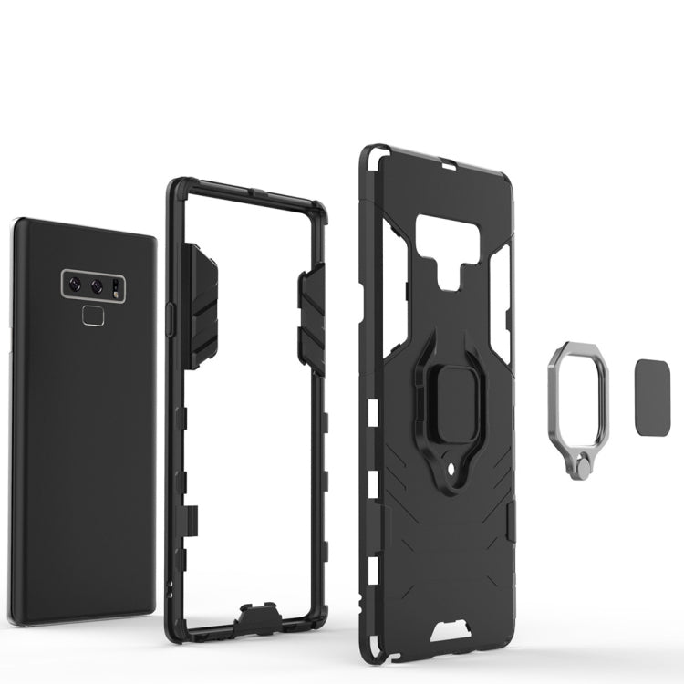 PC + TPU Shockproof Protective Case with Magnetic Ring Holder For Galaxy Note9(Black)