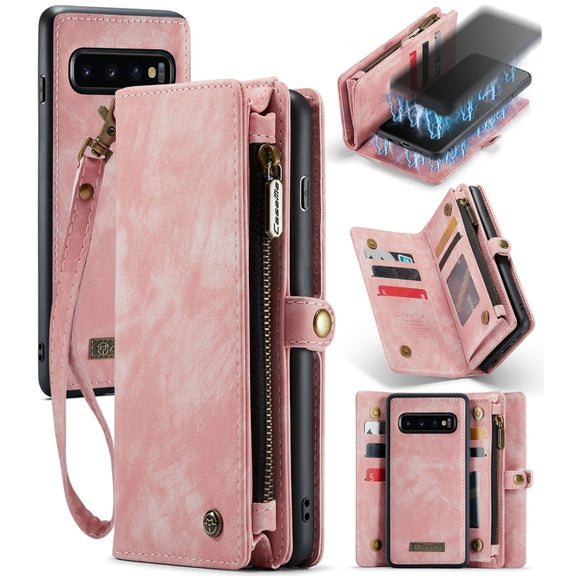 For Samsung Galaxy S10 CaseMe-008 Detachable Multifunctional Flip Leather Phone Case (Pink)