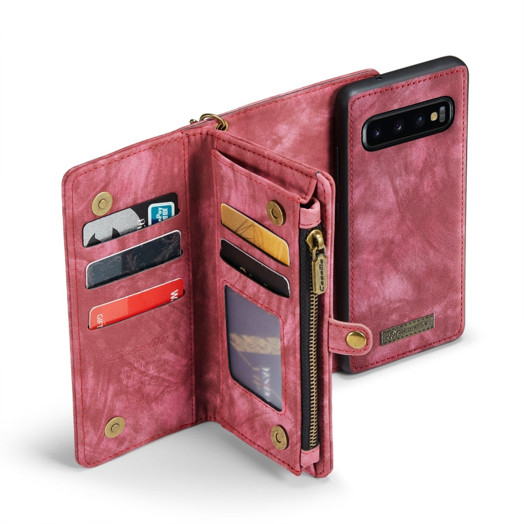 For Samsung Galaxy S10+ CaseMe-008 Detachable Multifunctional Flip Leather Phone Case(Red)
