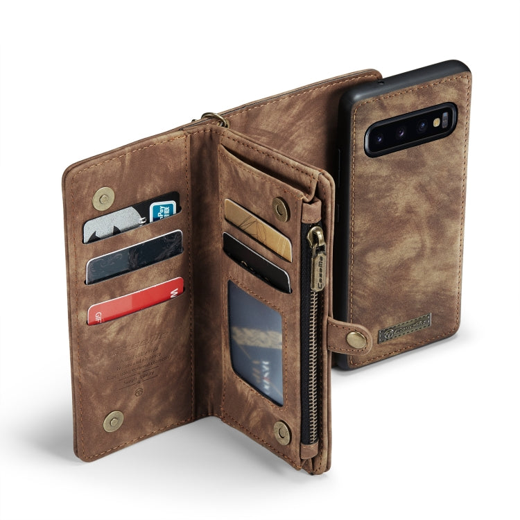 For Samsung Galaxy S10+ CaseMe-008 Detachable Multifunctional Flip Leather Phone Case(Brown)