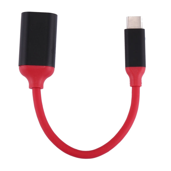 15cm Aluminum Alloy Head USB-C / Type-C 3.1 Male to USB 3.0 Female OTG Converter Adapter Cable(Red)