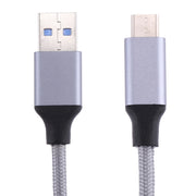 1m Wires Woven Metal Head USB-C / Type-C 3.1 to USB 3.0 Data / Charger Cable(Grey)