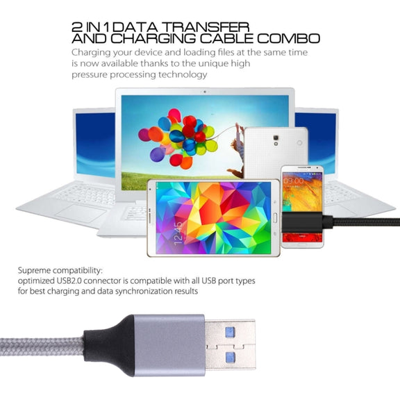 1m Wires Woven Metal Head USB-C / Type-C 3.1 to USB 3.0 Data / Charger Cable(Grey)
