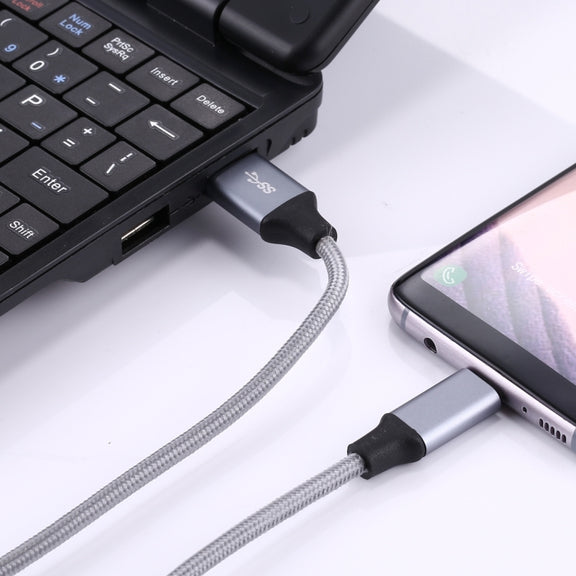 1m Wires Woven Metal Head USB-C / Type-C 3.1 to USB 3.0 Data / Charger Cable(Grey)