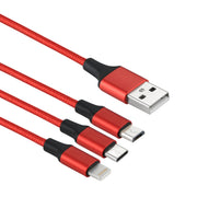 2A 1.2m 3 in 1 USB to 8 Pin & USB-C / Type-C & Micro USB Nylon Weave Charging Cable(Red)