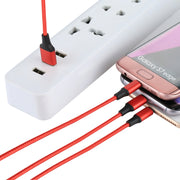 2A 1.2m 3 in 1 USB to 8 Pin & USB-C / Type-C & Micro USB Nylon Weave Charging Cable(Red)