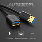 Ugreen 1m USB 3.0 Male to Female Data Sync Super Speed Transmission Extension Cord Cable