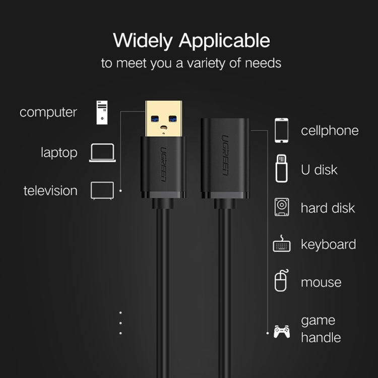 Ugreen 1m USB 3.0 Male to Female Data Sync Super Speed Transmission Extension Cord Cable
