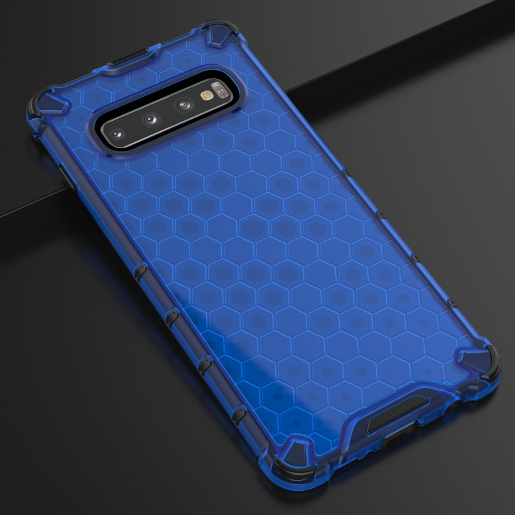 Honeycomb Shockproof PC + TPU Case for Galaxy S10+ (Blue)