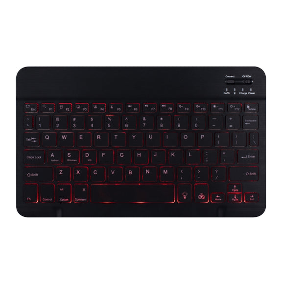DY510D Colorful Lighting Detachable Plastic Bluetooth Keyboard Tablet Case for Samsung Galaxy Tab A 10.1 (2019) T510 / T511, with Holder (Sapphire Blue)