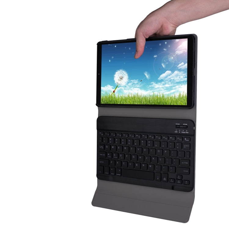 DY510D Colorful Lighting Detachable Plastic Bluetooth Keyboard Tablet Case for Samsung Galaxy Tab A 10.1 (2019) T510 / T511, with Holder (Sapphire Blue)