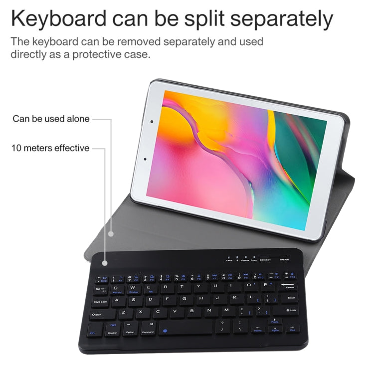 Ultra-thin Detachable Magnetic Bluetooth Keyboard Leather Tablet Case for Galaxy Tab A 8.0 2019 P200 / P205, with Holder(Black)