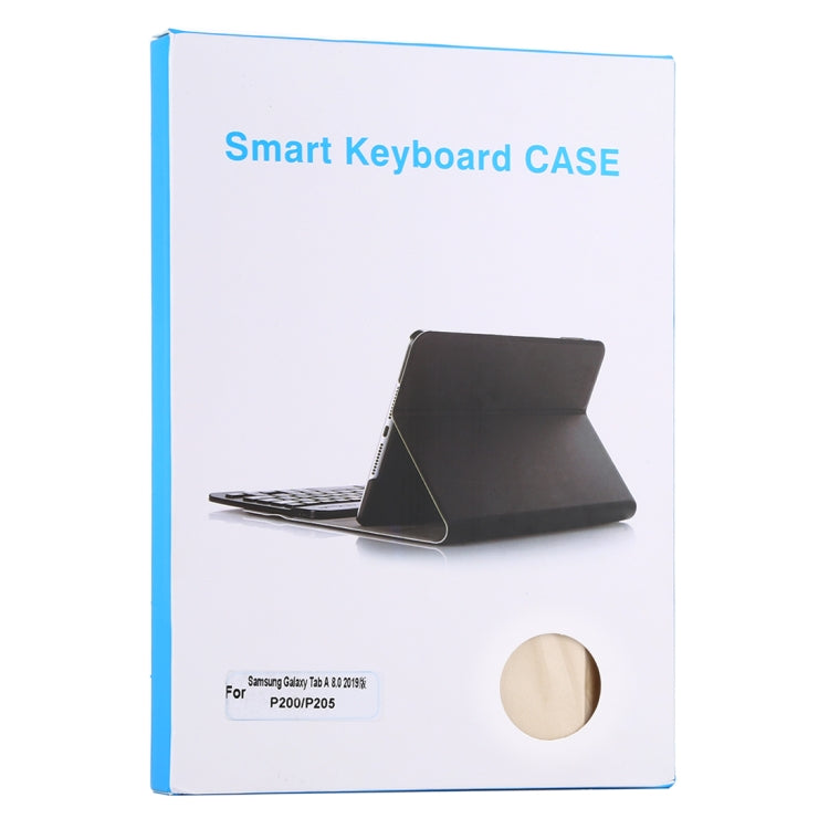 Ultra-thin Detachable Magnetic Bluetooth Keyboard Leather Tablet Case for Galaxy Tab A 8.0 2019 P200 / P205, with Holder(Gold)