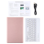 Ultra-thin Detachable Magnetic Bluetooth Keyboard Leather Tablet Case for Galaxy Tab A 8.0 2019 P200 / P205, with Holder(Rose Gold)