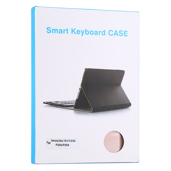 Ultra-thin Detachable Magnetic Bluetooth Keyboard Leather Tablet Case for Galaxy Tab A 8.0 2019 P200 / P205, with Holder(Rose Gold)