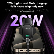 Yesido YC76BL PD 20W USB-C / Type-C Port Quick Charger with Type-C to 8 Pin Cable, UK Plug (Black)