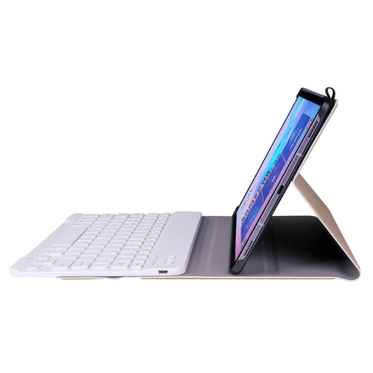 A860 For Samsung Galaxy Tab S6 10.5 inch T860 / T865 Detachable Bluetooth Keyboard Tablet Case with Pen Holder Elastic Strap(Gold)