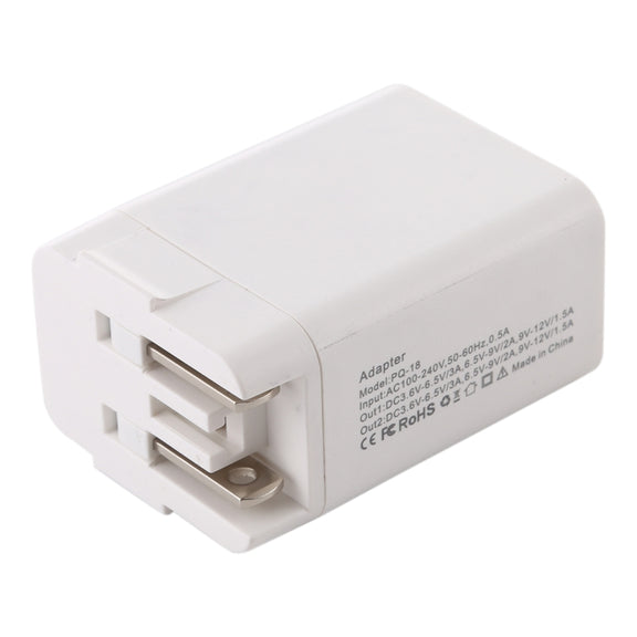 5 in 1 18W Power Adapter Plug Adapter Convertible US + UK + EU + AU Plug