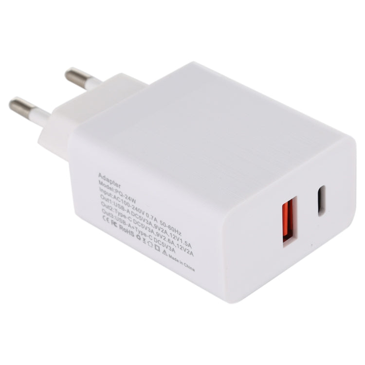 24W PD + QC3.0 Fast Charger Power Adapter Plug Adapter EU Plug
