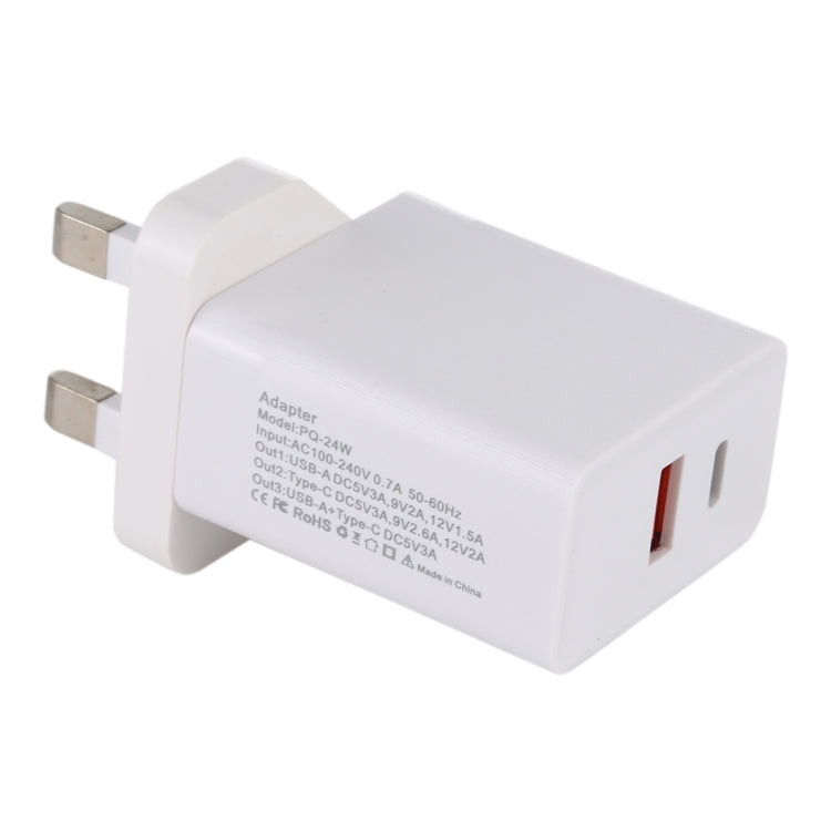 24W PD + QC3.0 Fast Charger Power Adapter Plug Adapter UK Plug