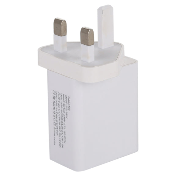 24W PD + QC3.0 Fast Charger Power Adapter Plug Adapter UK Plug