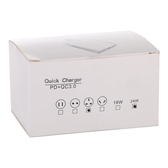 24W PD + QC3.0 Fast Charger Power Adapter Plug Adapter UK Plug