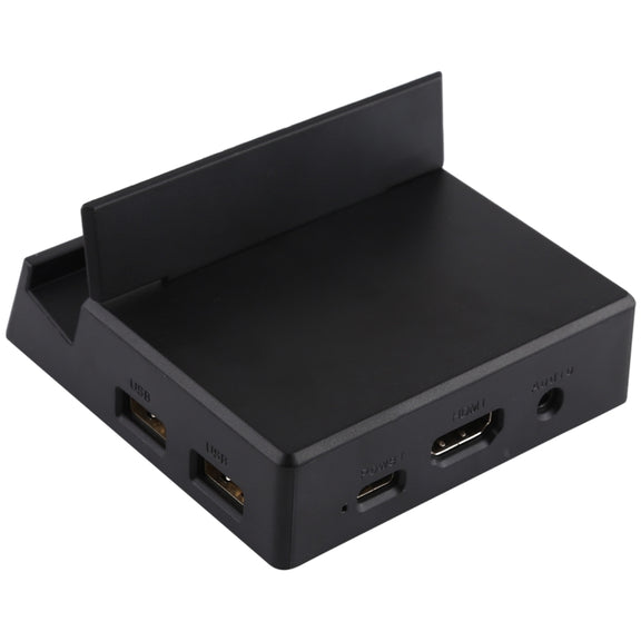 V105 USB-C / Type-C to USB 2.0 x 3 + USB-C / Type-C + HDMI + Audio Port + SD / TF Card Reader Multi-function Phone Stand HUB Docking Station