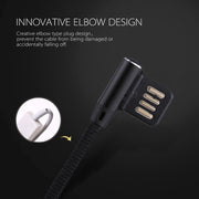 1m 2.4A Output USB to USB-C / Type-C Double Elbow Design Nylon Weave Style Data Sync Charging Cable(Black)