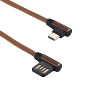 1m 2.4A Output USB to USB-C / Type-C Double Elbow Design Nylon Weave Style Data Sync Charging Cable(Coffee)
