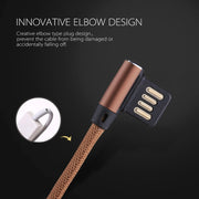 1m 2.4A Output USB to USB-C / Type-C Double Elbow Design Nylon Weave Style Data Sync Charging Cable(Coffee)