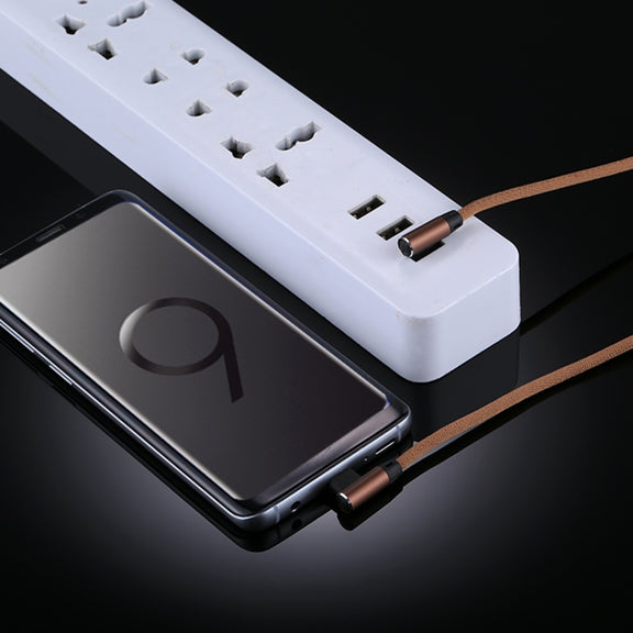 1m 2.4A Output USB to USB-C / Type-C Double Elbow Design Nylon Weave Style Data Sync Charging Cable(Coffee)
