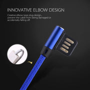 1m 2.4A Output USB to USB-C / Type-C Double Elbow Design Nylon Weave Style Data Sync Charging Cable(Dark Blue)