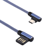 1m 2.4A Output USB to USB-C / Type-C Double Elbow Design Nylon Weave Style Data Sync Charging Cable(Blue)