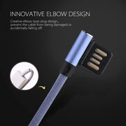 1m 2.4A Output USB to USB-C / Type-C Double Elbow Design Nylon Weave Style Data Sync Charging Cable(Blue)