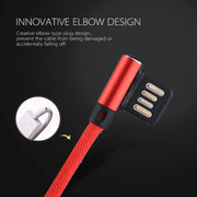 1m 2.4A Output USB to USB-C / Type-C Double Elbow Design Nylon Weave Style Data Sync Charging Cable(Red)