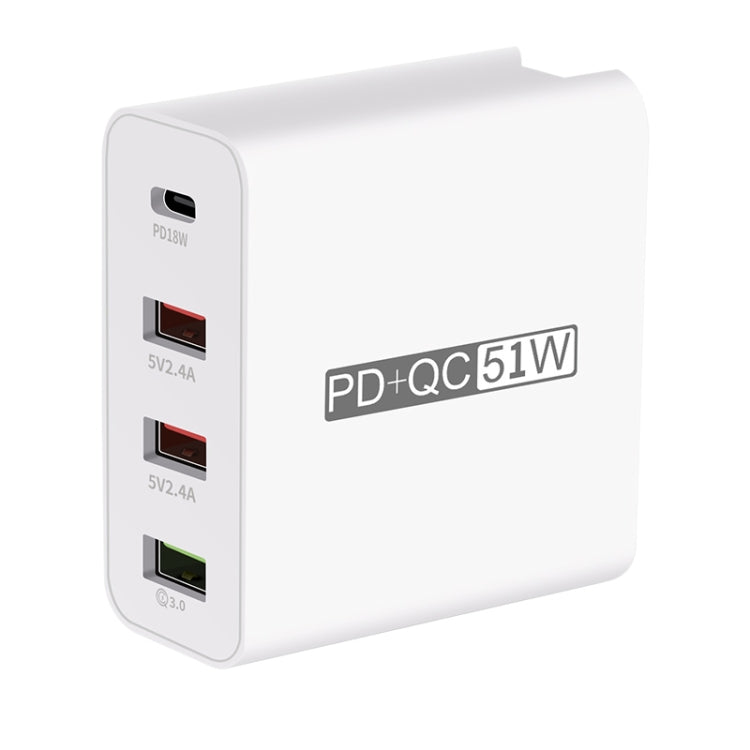 WLX-A6 4 Ports Quick Charging USB Travel Charger Power Adapter, UK Plug