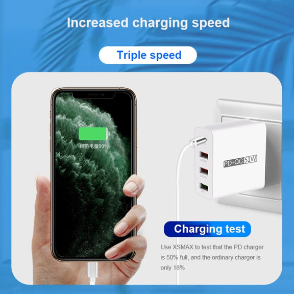 WLX-A6 4 Ports Quick Charging USB Travel Charger Power Adapter, US Plug