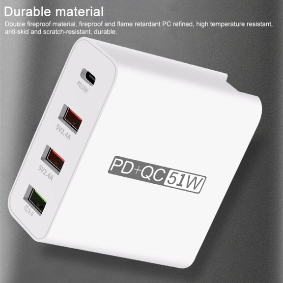 WLX-A6 4 Ports Quick Charging USB Travel Charger Power Adapter, EU Plug