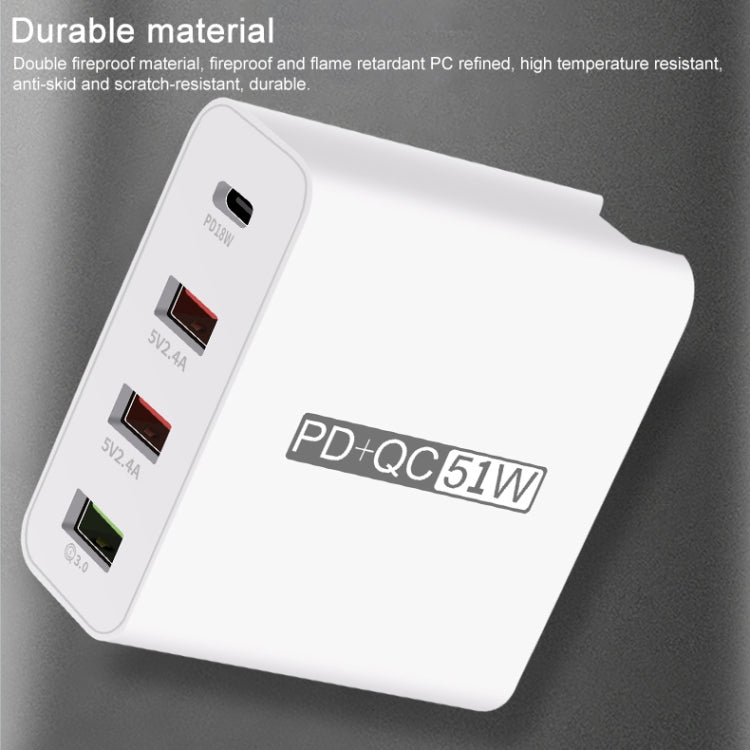 WLX-A6 4 Ports Quick Charging USB Travel Charger Power Adapter, EU Plug