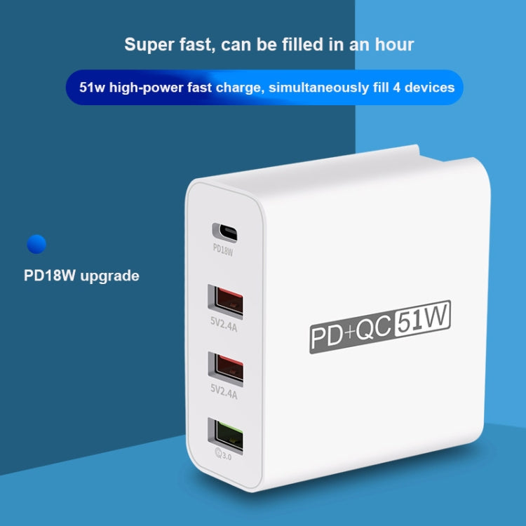 WLX-A6 4 Ports Quick Charging USB Travel Charger Power Adapter, EU Plug