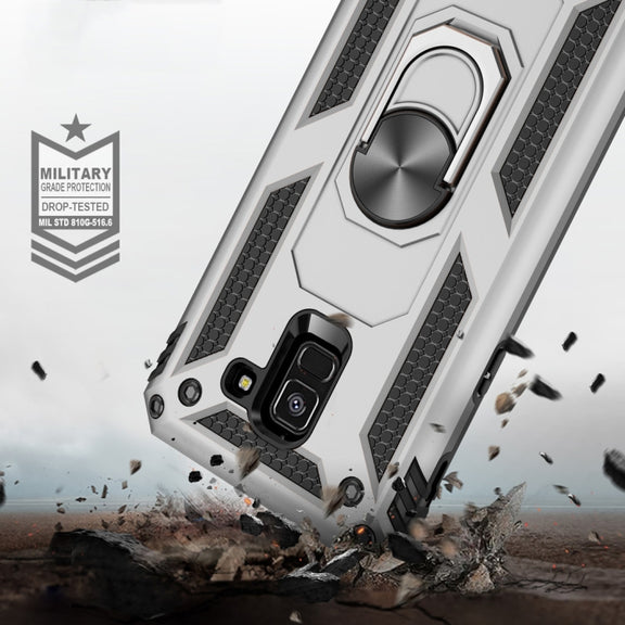 Armor Shockproof TPU + PC Protective Case for Galaxy A8 (2018), with 360 Degree Rotation Holder (Black)