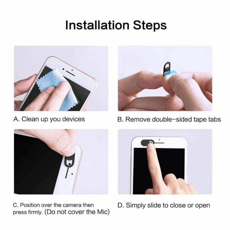 3 PCS Universal Ultra-thin Design WebCam Cover Shutter Slider Camera Cover, For Laptop, iPad, PC, Tablet, Cell Phones