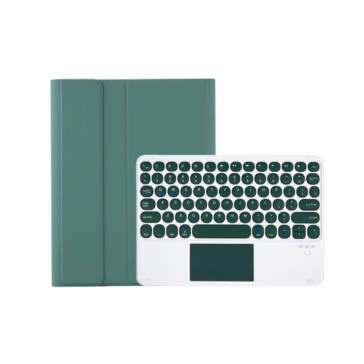 For iPad 11 2025 / 10th Gen 10.9 2022 YA10B-A Lambskin Texture Bluetooth Touch Keyboard Leather Tablet Case with Pen Slot (Dark Green)