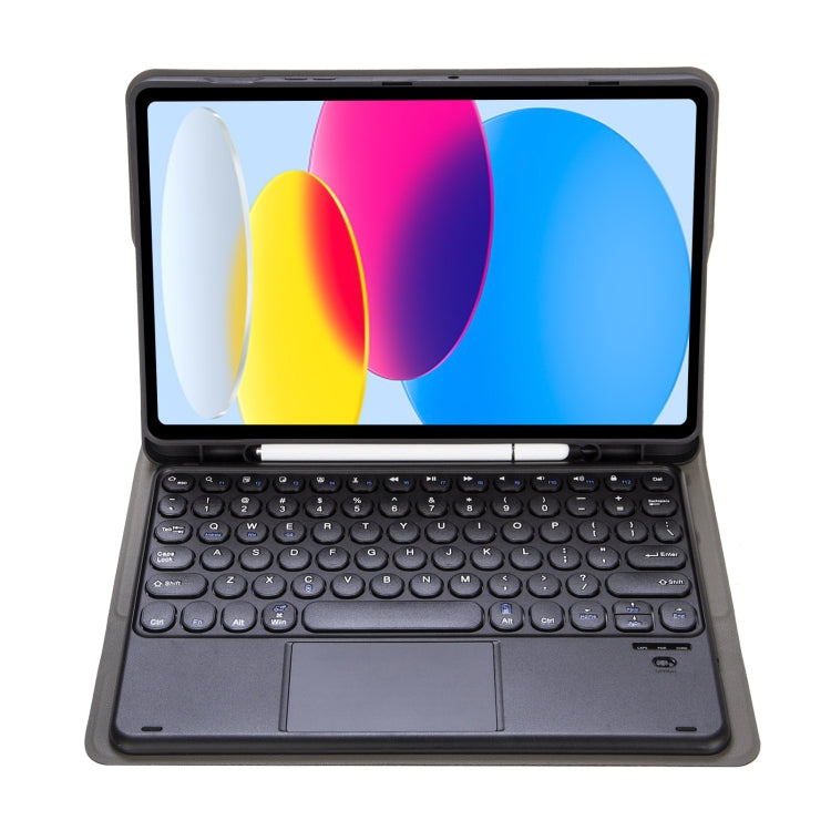For iPad 11 2025 / 10th Gen 10.9 2022 YA10B-A Lambskin Texture Bluetooth Touch Keyboard Leather Tablet Case with Pen Slot(Dark Blue)