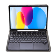 For iPad 11 2025 / 10th Gen 10.9 2022 YA10B-A Lambskin Texture Bluetooth Touch Keyboard Leather Tablet Case with Pen Slot(Dark Blue)