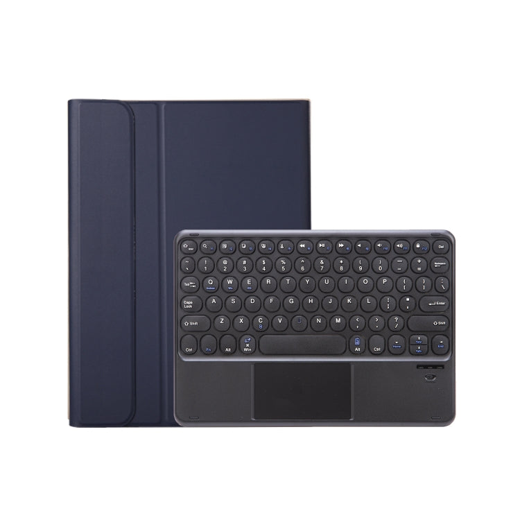 For iPad 11 2025 / 10th Gen 10.9 2022 YA10B-A Lambskin Texture Bluetooth Touch Keyboard Leather Tablet Case with Pen Slot(Dark Blue)