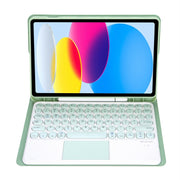 For iPad 11 2025 / 10th Gen 10.9 2022 YA10B-A Lambskin Texture Bluetooth Touch Keyboard Leather Tablet Case with Pen Slot (Green)